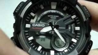 Setting Casio AEQ110W analog time  How to set AEQ110W [upl. by Erdnaid582]