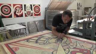 Shepard Fairey Printing quotHarmony amp Discordquot at Pace Prints [upl. by Hefter]