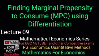 Finding Marginal Propensity to Consume MPC using Differentiation [upl. by Acirederf]