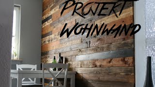 DIY Design Wohnwand aus Europaletten pallet wood wall Palettenholz [upl. by Lerrad]