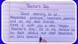 Speech on Teachers Day in EnglishTeachers Day Speech WritingLearn [upl. by Niven861]