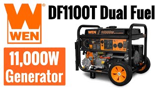 WEN DF1100T Dual Fuel 11000 Watt Generator  Propane or Gasoline 120V240V AC and 50A Outlet [upl. by Morehouse369]