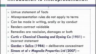 Misrepresentation Lecture 1 of 4 [upl. by Kho]