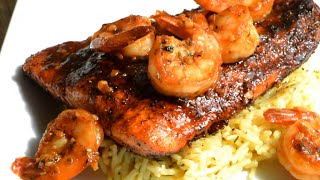 Spicy Blackened Salmon and Shrimp  Salmon Recipe [upl. by Schou]