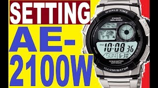 Setting Casio AE2100W manual 3198 for use [upl. by Llenrep]